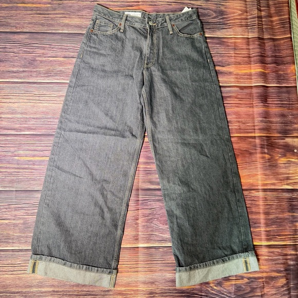 NWOT Zara TRF RELAXED FOLD UP LOW-RISE JEANS size 8 - Picture 2 of 7